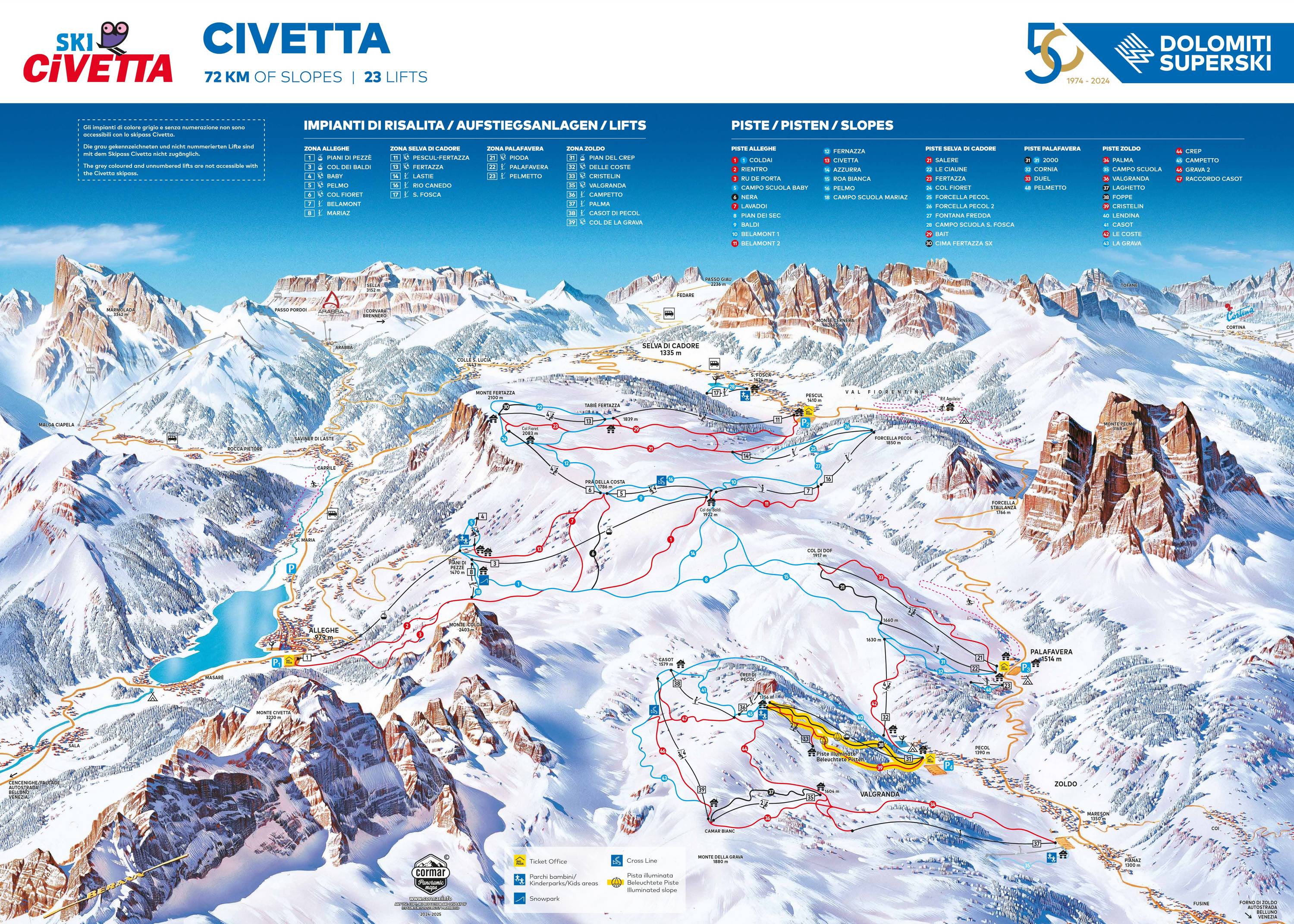 Piste map Alleghe/Civetta