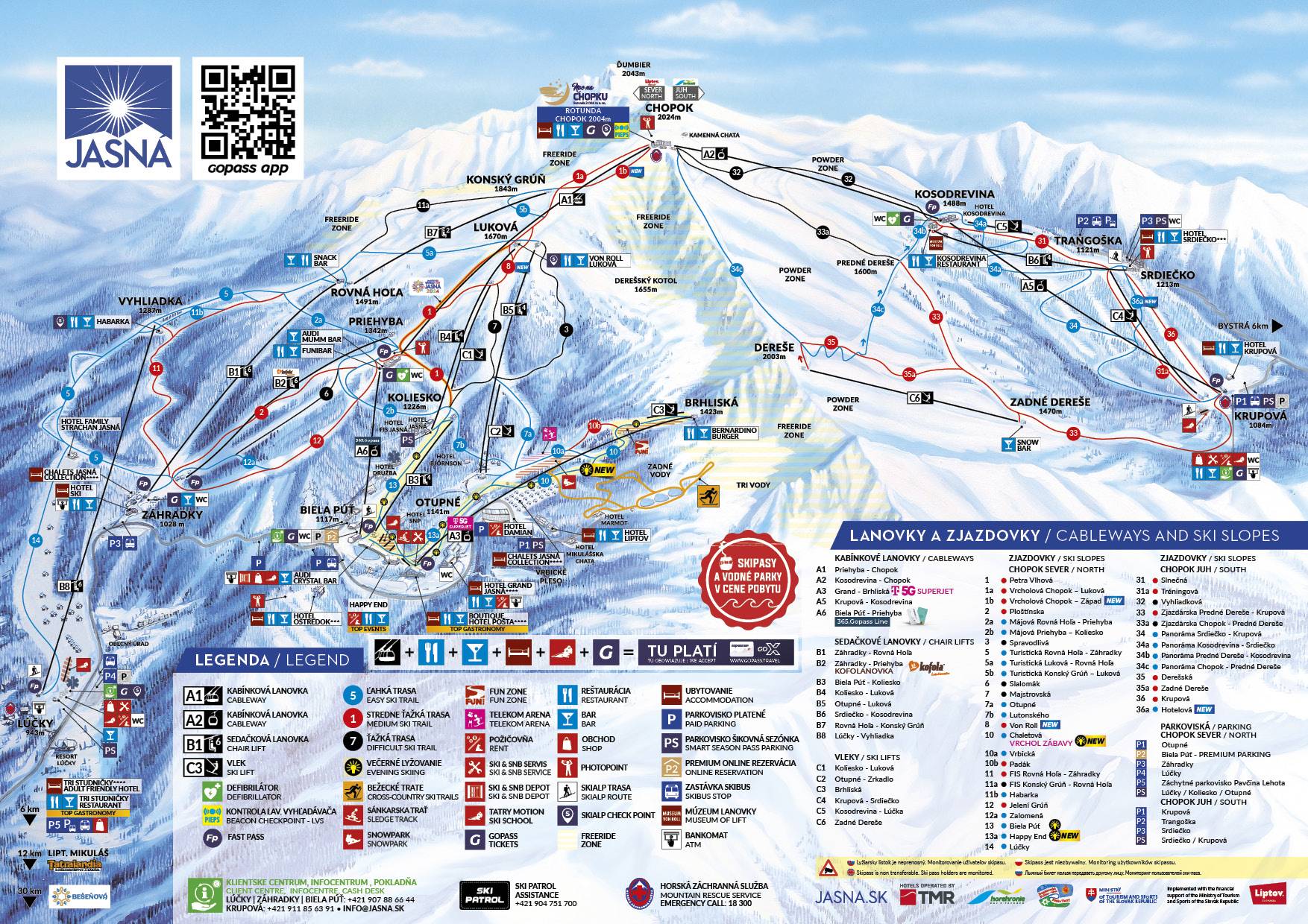 Piste map Jasna