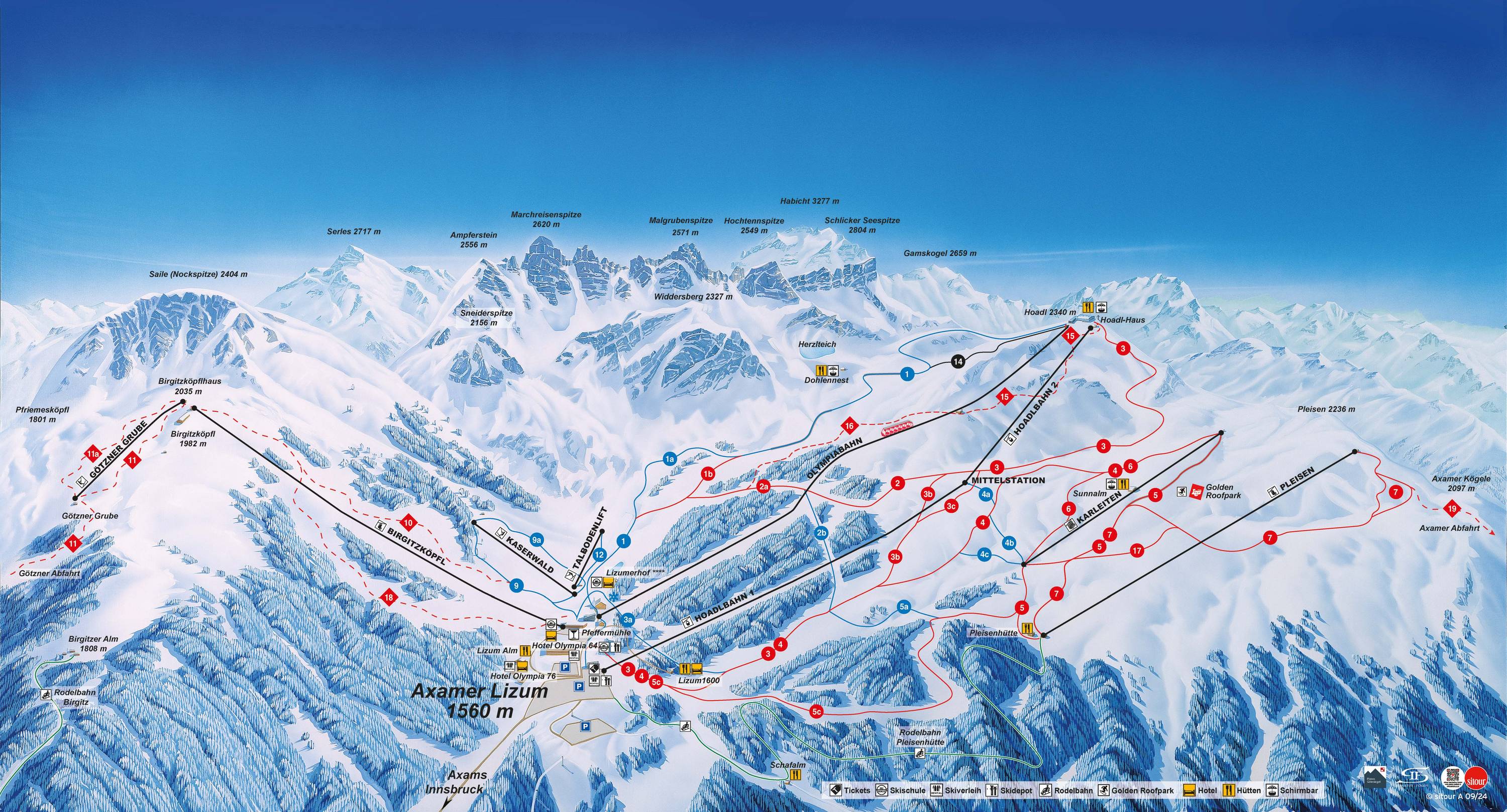 Piste map Axamer Lizum