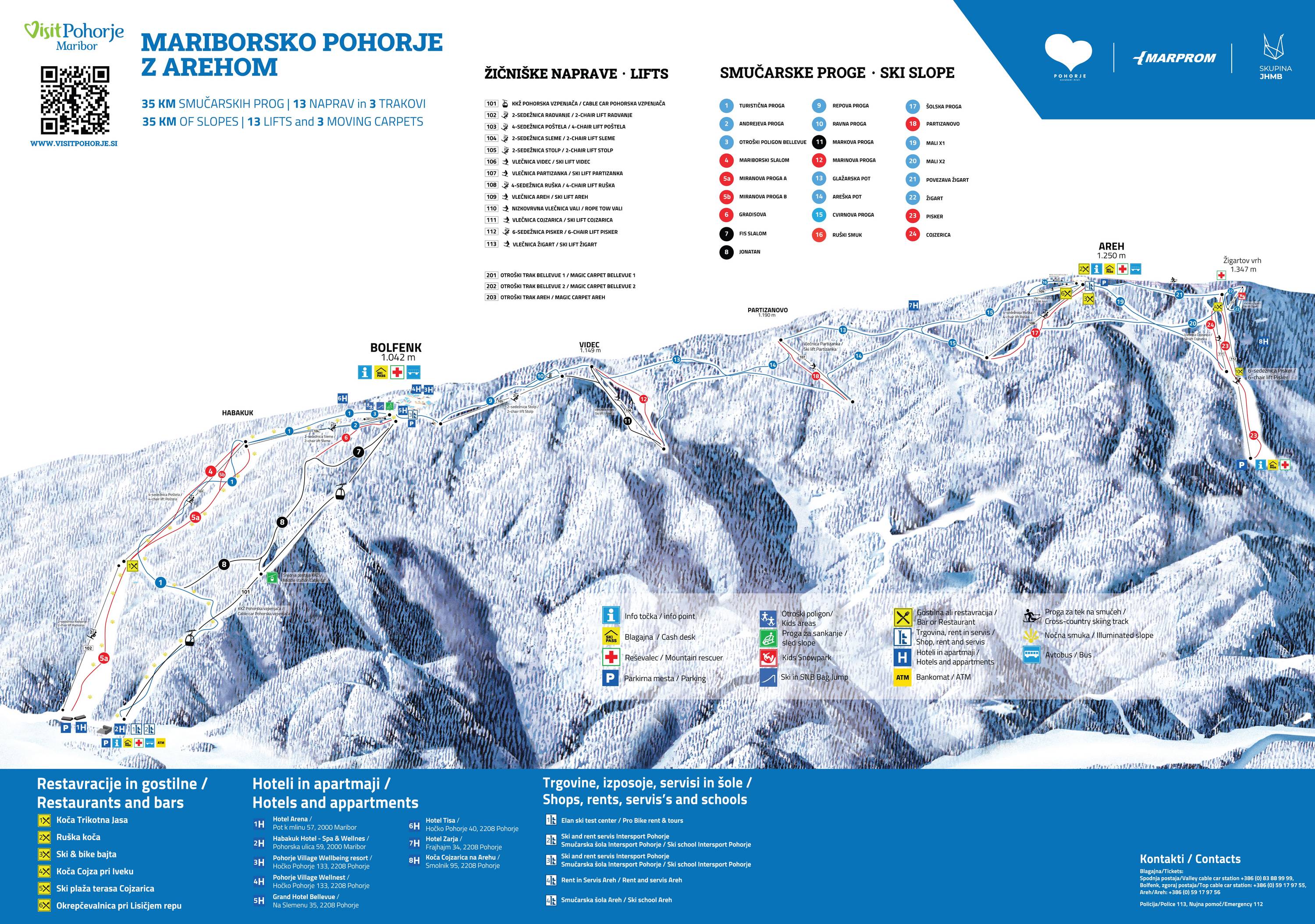 Piste map Mariborsko Pohorje (Maribor)