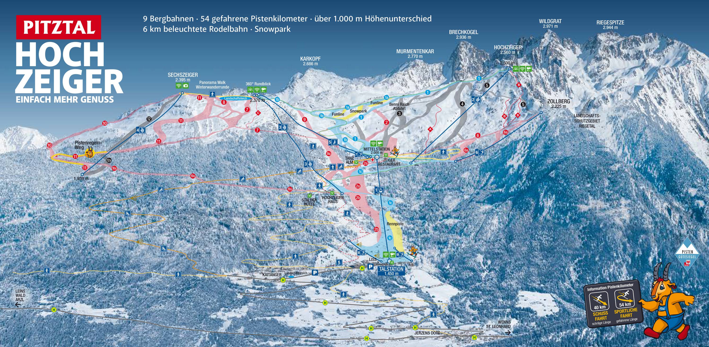 Pistkarta Hochzeiger - Jerzens