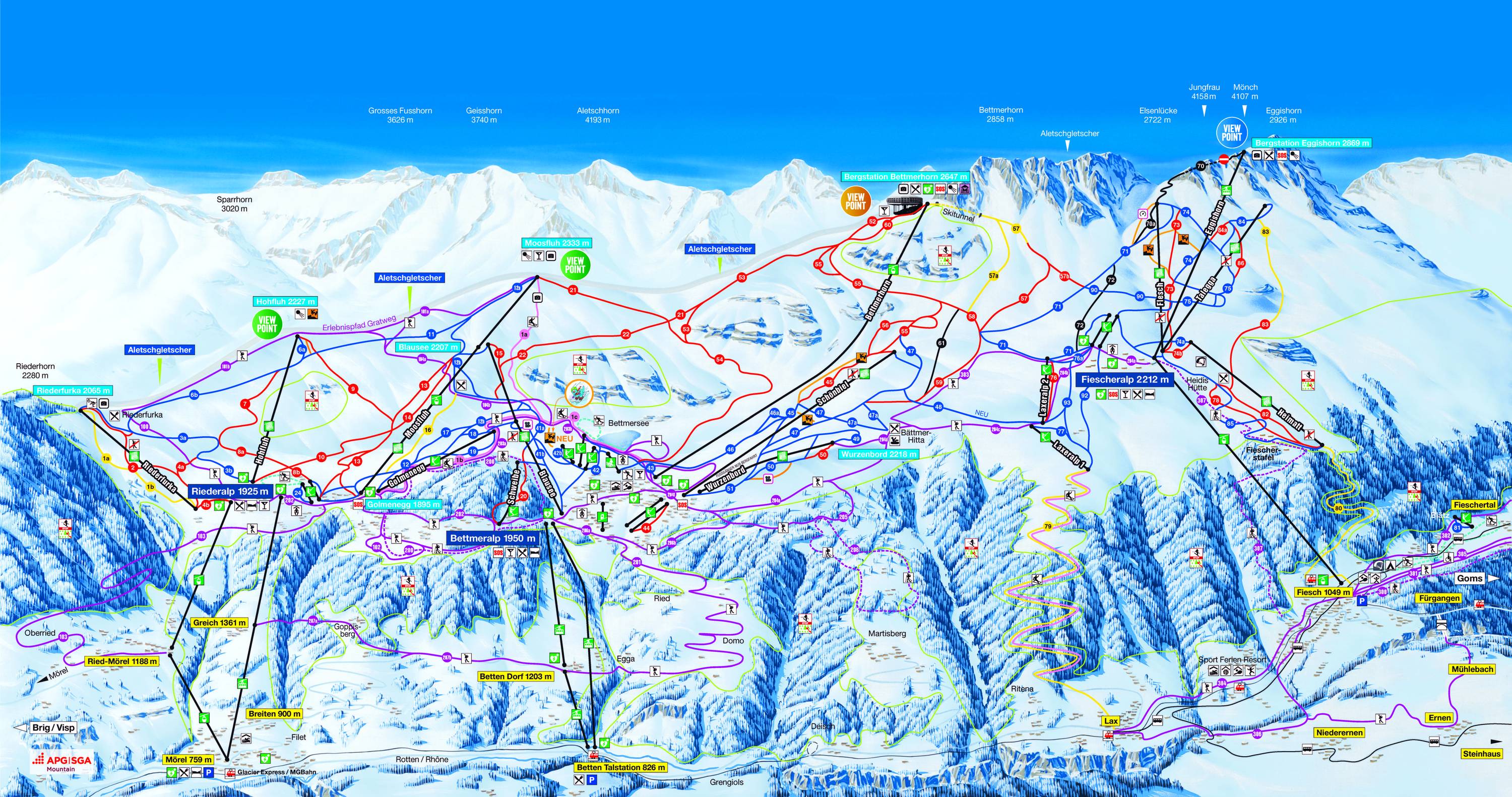 Piste map for Riederalp | FindSkiHolidays.com