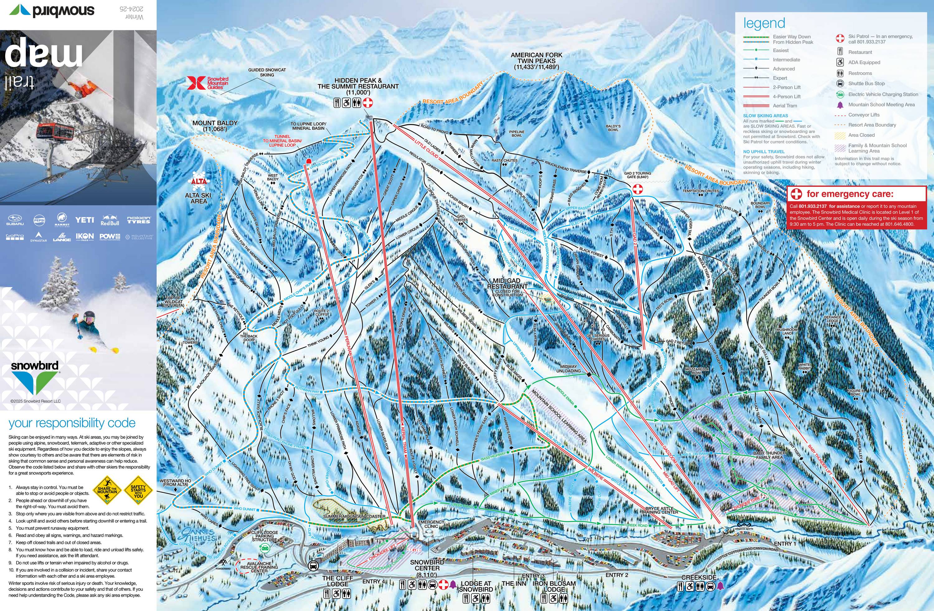 Piste map Snowbird