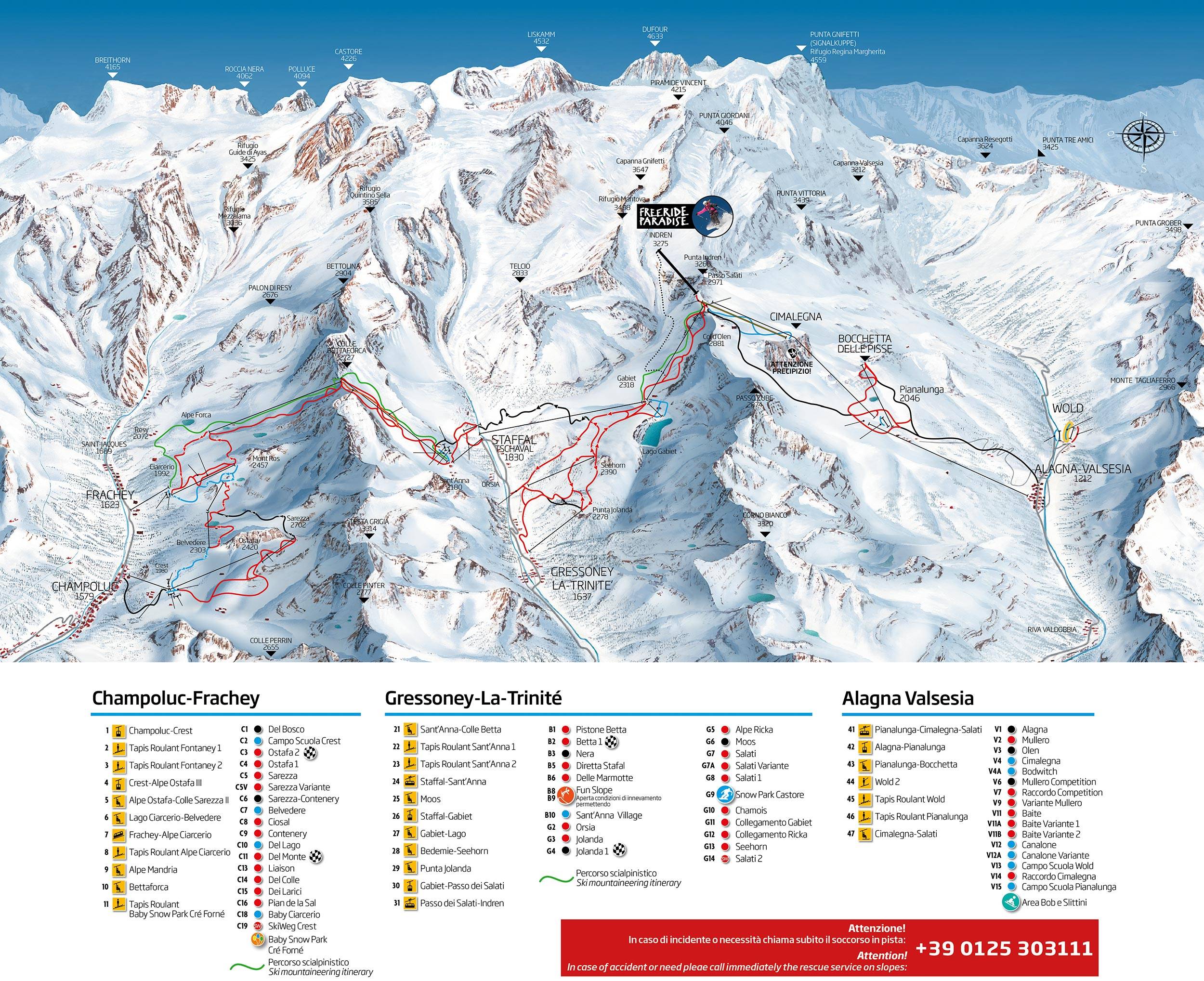 Piste map Alagna Valsesia