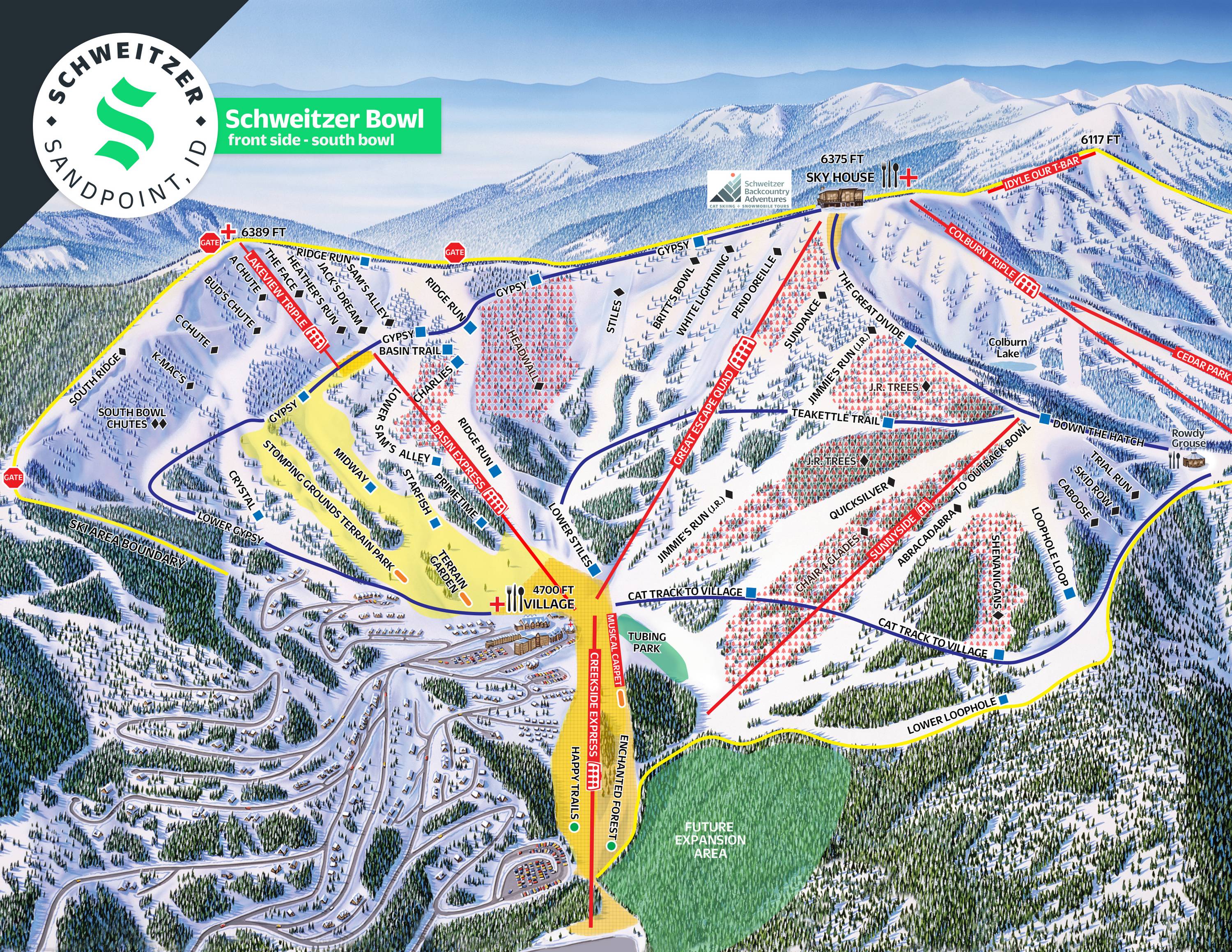 Piste map Schweitzer Mountain Resort