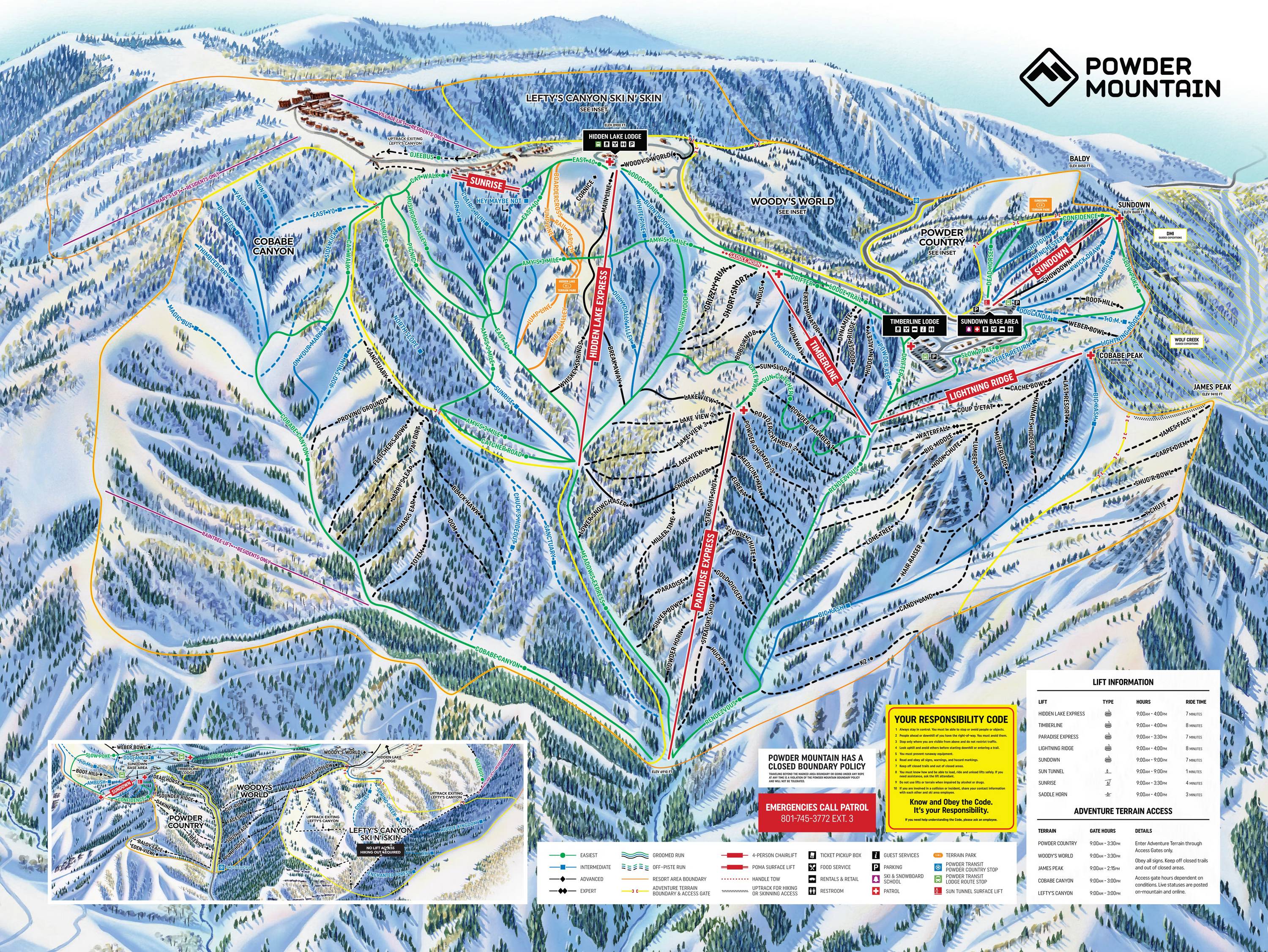 Piste map Powder Mountain